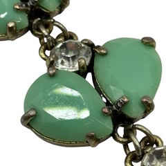 Leslie Danzis Bracelet Pale Green Double Teardrop & Clear Rhinestone Link Chunky