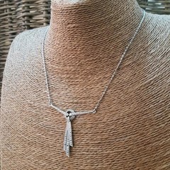 Art Deco Style Lab Created Diamond Anniversary Wedding 14K White Gold FN Pendant