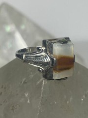 Agate ring Art Deco sterling silver women
