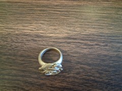 Vintage 1980’s Romantic Rose Flower Fashion Ring- Size 9, Silver Pewter-plated