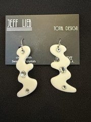 NEW Jeff Lieb Clear Swarovski Rhinestone White Dangle Earrings