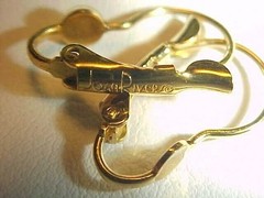 VINTAGE JOAN RIVERS STAMPED GOLD UNSET ROUND PAD LEVER BACK EARRINGS J26