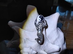 ~ Vintage Sterling Silver Enamel Mermaid Yin~Yang Pendant ~