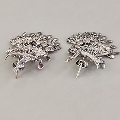 Vintage Sterling Silver Peacock Earrings Cannetille Filigree Articulated Dangles