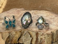 Lot of 3 Vintage Southwestern Sterling Silver Rings sizes 4.5–2NL26.02
