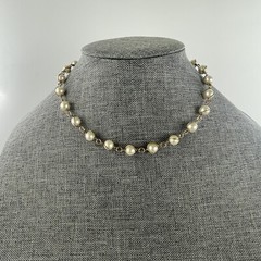 Sarah Coventry Gold Tone Wire Wrapped Faux Pearl Necklace 18″Vintage