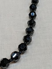 Vintage Black Glass Bead Necklace Classic Retro Gothic Emo Long ~24″