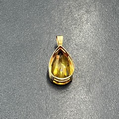 Imperial Gold Vintage 14K Gold Mexico Citrine Pear Teardrop Pendant (1.84g)