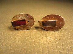 Mid Century Modern Assymetrical Yellow Gold Plated Cuff Links