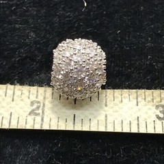 Vintage Silver Tone Pave CZ Ball Design Slide Pendant