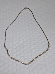 Brass Tone Metal Cubes Chain Choker 17 Inch Necklace Vintage