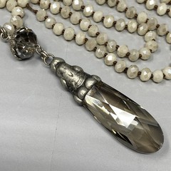 Czech Glass Bead Pendant Necklace Mala Prayer Meditation Flapper Fire Polished
