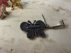 Vintage Lot of 6 Butterfly Brooch – Pin Gold-Tone & Silver-tone Various Sizes