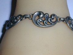DANECRAFT ART DECO STERLING FANCY SWIRL LINK BRACELET- 6 1/2″ LONG!