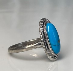 Turquoise Ring Sterling Silver Southwestern Gift for Her Bezel Set .925