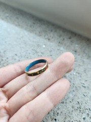 Vintage Cloisonne Enamel Ring Green size 7.5