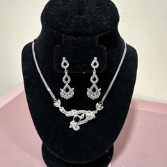 Antique Vintage 925 Sterling Silver Necklace and Earrings set. Statement