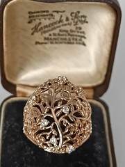 Vintage 1990-s 14 Ct Rolled Gold Zircon Ring Size UK P US 7 3/4 – Hallmarked!