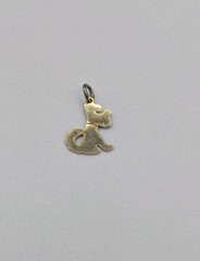RARE Antique Art Deco Dainty Scottie Terrier Dog Enamel Pendant Gold/Red Signed