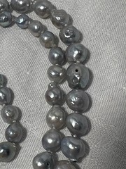 Japanese Silver-Blue Baroque Saltwater Akoya Pearl Necklace 14k clasp 6-9.5mm