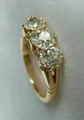 2.50 Ct Round Cut LabCreated Diamond 3 Stone Wedding Band 14K Yellow Gold Plated
