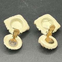 Vintage 80s 90s Jeff Lieb Elephant Clip-On Earrings Cream Gold