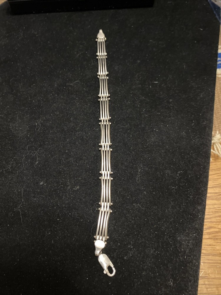 Vintage .925 Sterling Silver Bar Link Bracelet Unisex 7.5” 14.53g