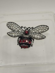Red And Black Rhinestone Bee Brooch Unbranded
