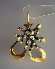 Vtg MCM Cast Bronze/Brass Jack Boyd Biomorphic Spore Pendant, Hang Length 2-1/2″