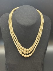 Vintage 3 Stranded Faux Pearl Necklace, Very Delicate, Light And Lovely!