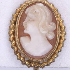 Classic Vintage Hand Carved Shell Cameo Screw Back Earrings 12K Gold Filled Lady