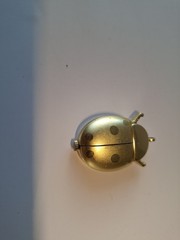 Vintage watch pendant, gold tone, Ladybug, Cycle
