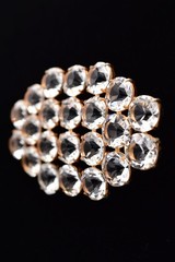 Vintage Clear Rhinestone Bezel Crystal Cluster Brooch Heavy Statement 60s BinBK