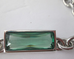 Swarovski Green Crystal 16″ Necklace and 7″ Bracelet Set Silver Chain Link