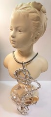 Jeff Lieb Statement Necklace Swarovski Crystal Shell Abstract Art Boho Signed