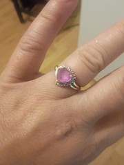 10kt vintage heart ring with diamonds and colorful gemstone size 7