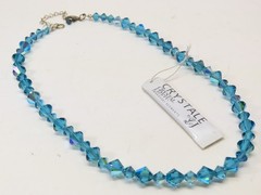 Vintage Signed Swarovski By L & J Necklace Blue Beaded Crystal Glass D5378