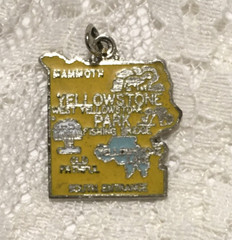 Vintage Yellowstone Park Charm Enameled Souvenir Wyoming Silver Tone