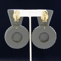 BIG VINTAGE 80S MOD JEFF LIEB TOPAZ CRYSTAL DANGLE CLIP-ON EARRINGS DOOR KNOCKER