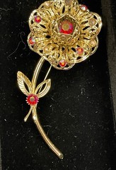 3 Sarah Coventry Signed Vintage Brooches Flower Apple Filigree