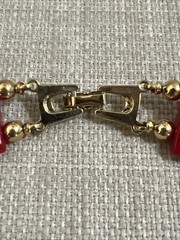 Vintage Red Acrylic Lucite Plastic Choker Collar Red Chevron Gold Necklace Fold