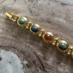 Vintage Gold Tone Scarabs Double Links Bracelet