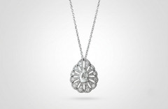 Pear & Round Moissanite Stone 925 Silver Vintage Style Teardrop Pendant Necklace