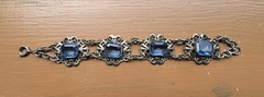 Blue Czech Glass Antique Bracelet Rare! Beautiful Condition! Estate Jewelry