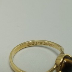 Vintage 10k Yellow Gold Filled Tigers Eye Cabochon Ring Size 5 Band