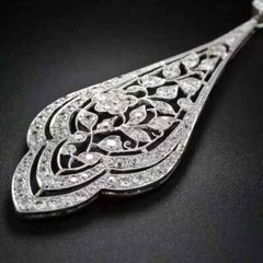 Art Deco Style Round Cut Lab Created Diamond Wedding 14K White Gold FN Pendant