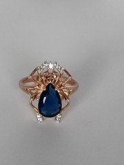 Vintage 1990-s 14 Ct Rolled Gold Sapphire Ring Size UK P US 7 1/2 – Hallmarked!