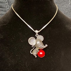 RARE vintage monet silver tone mouse jewelry 3 pc set