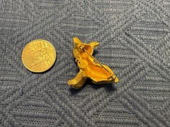Vintage Goldtone Metal Chihuahua Dog w. Rhinestone Collar and Dog Tag Pin Brooch