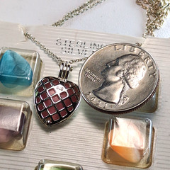 Vintage Sterling Silver 6 Color Interchangeable Heart Necklace Set Retail $50